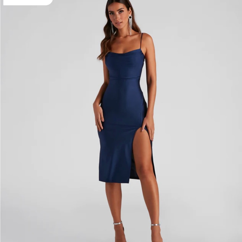 Navy blue midi dress